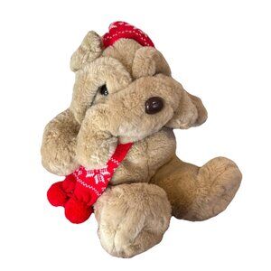 VTG Christmas Plush Shar Pei Dog 1984 Santa Hat Kris Krinkles Target Nostalgic